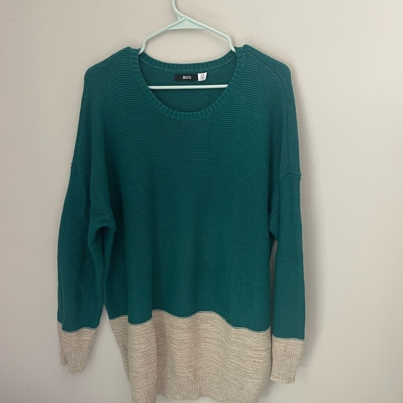 Urban Outfitters BDG Teal and Cream Crew Neck Sweater Size Large - Picture 1 of 8